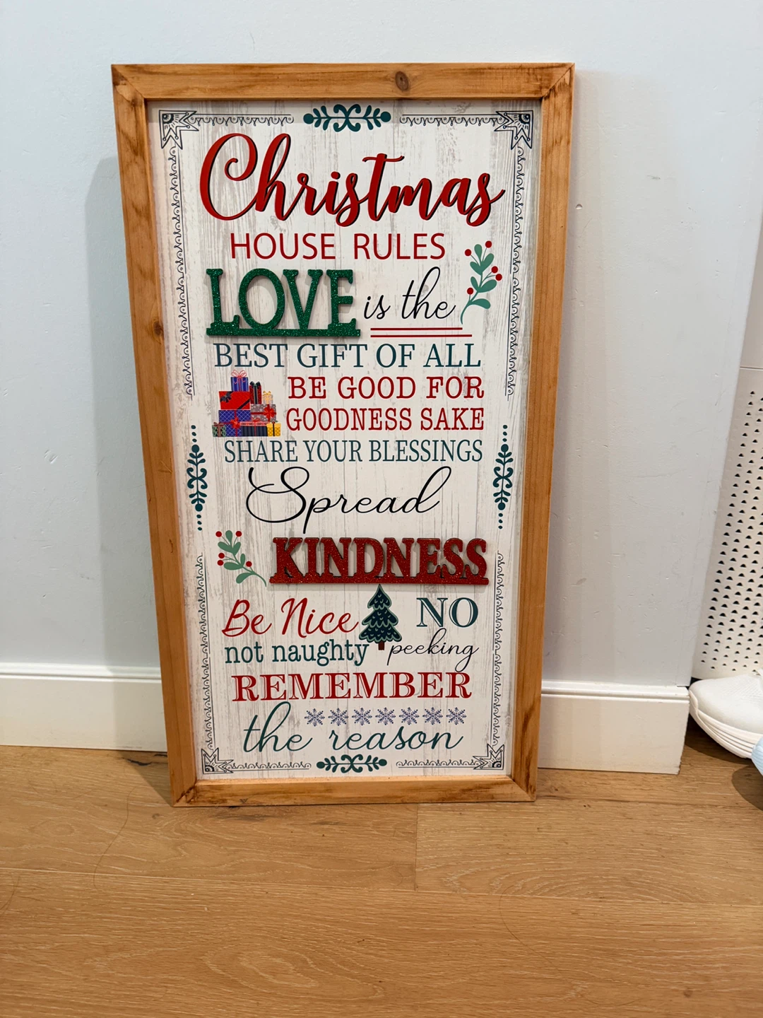Christmas House Rules Wooden Sign