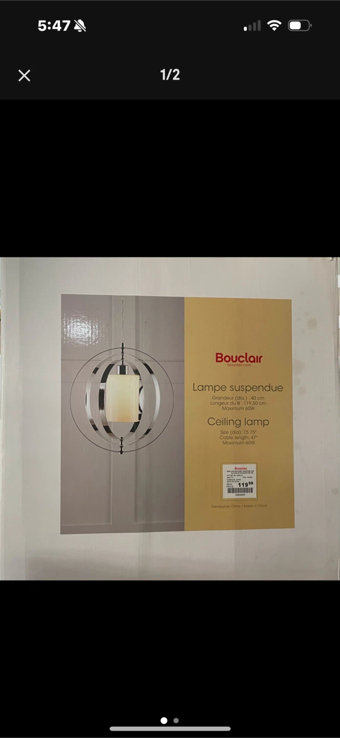 Bouclair Chrome Ceiling Lamp - photo 2