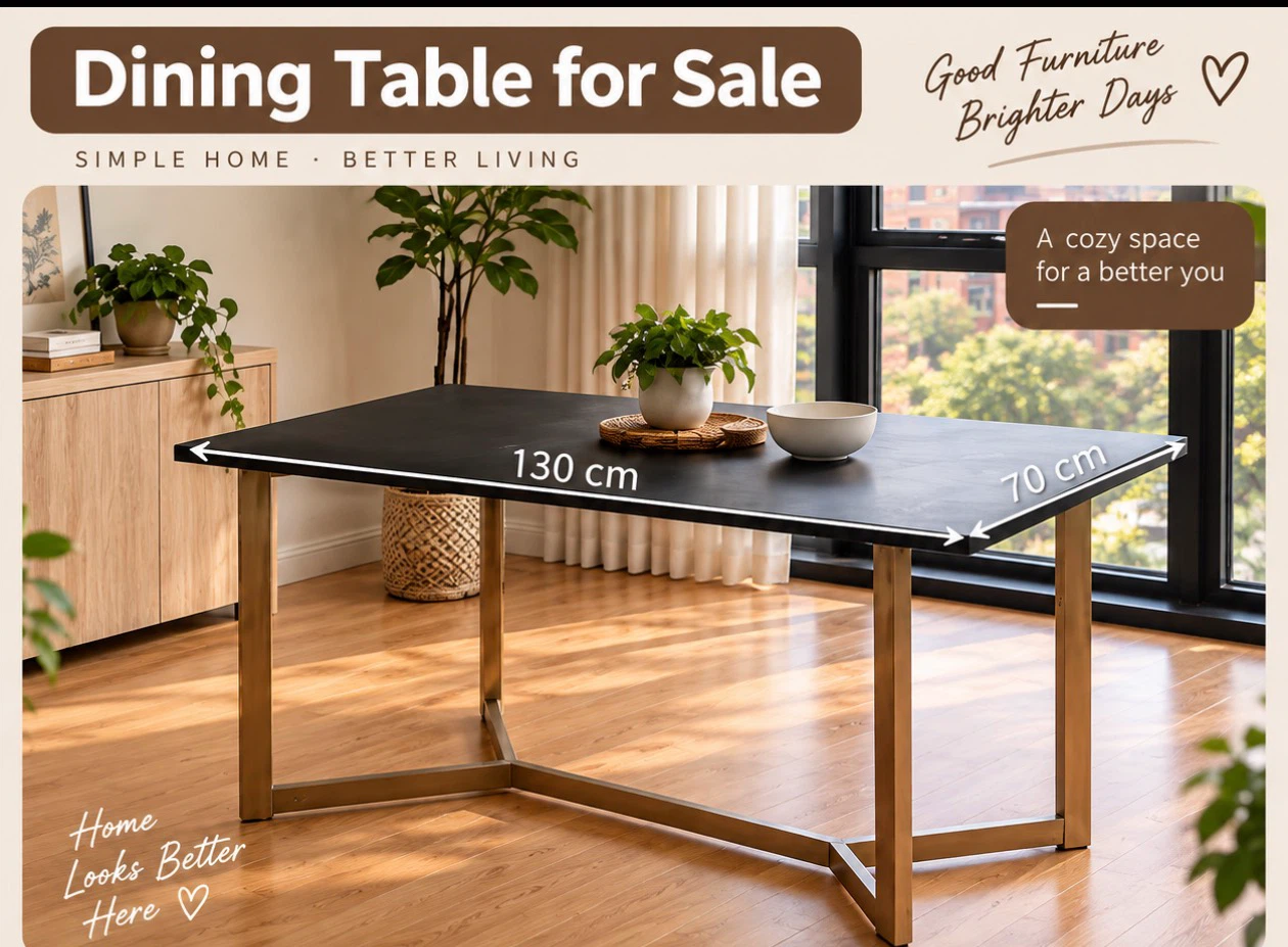 Modern Black and Gold Dining Table
