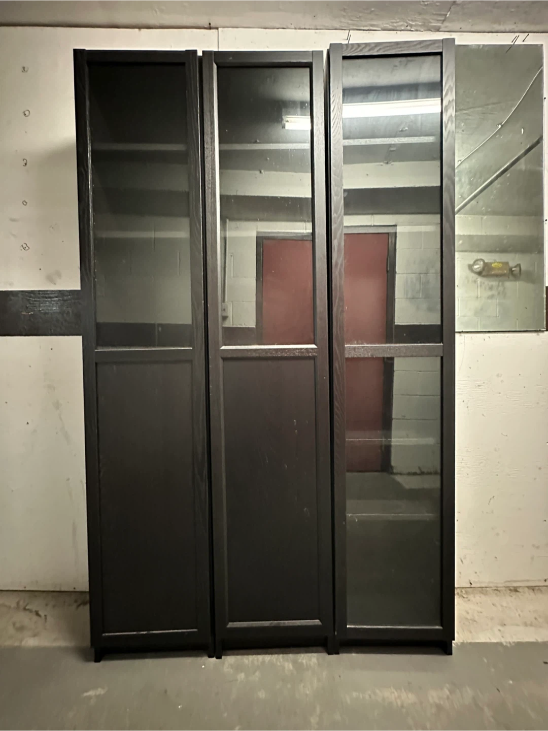 IKEA Billy Bookcase with Glass Doors - Black-Brown