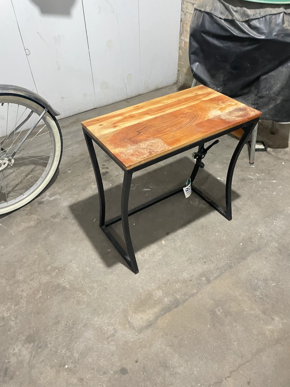 Wood and Metal Side Table with Built-in Power Outlet