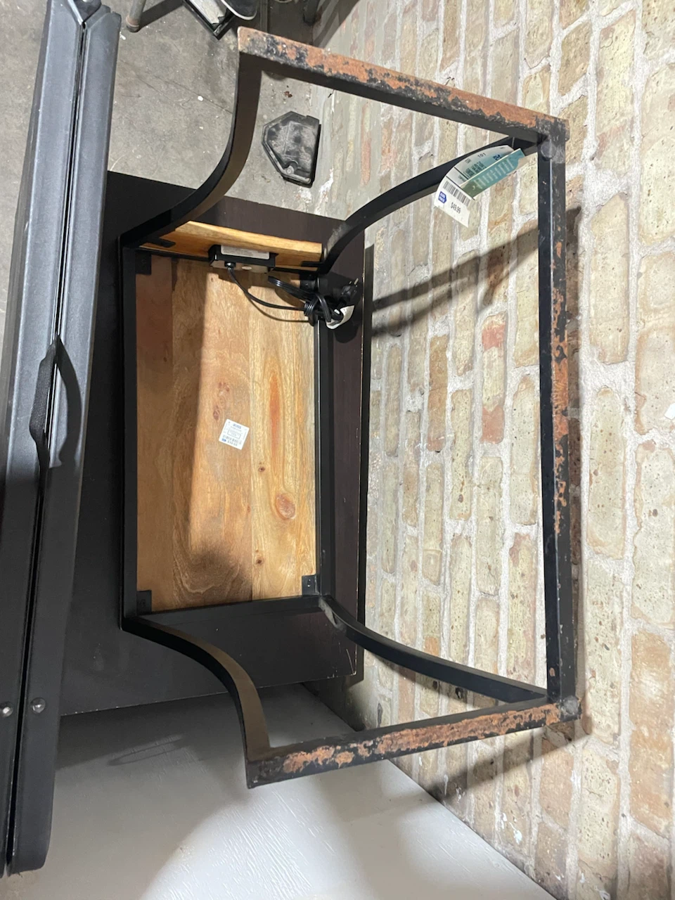 Wood and Metal Side Table with Built-in Power Outlet - photo 4