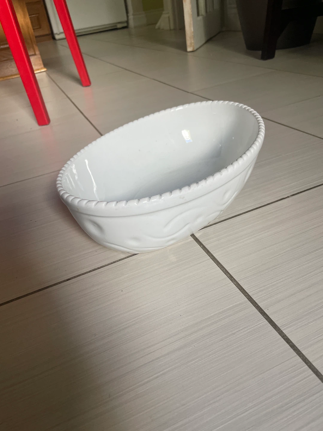 🏈Royale White Ceramic Oval Serving Bowl