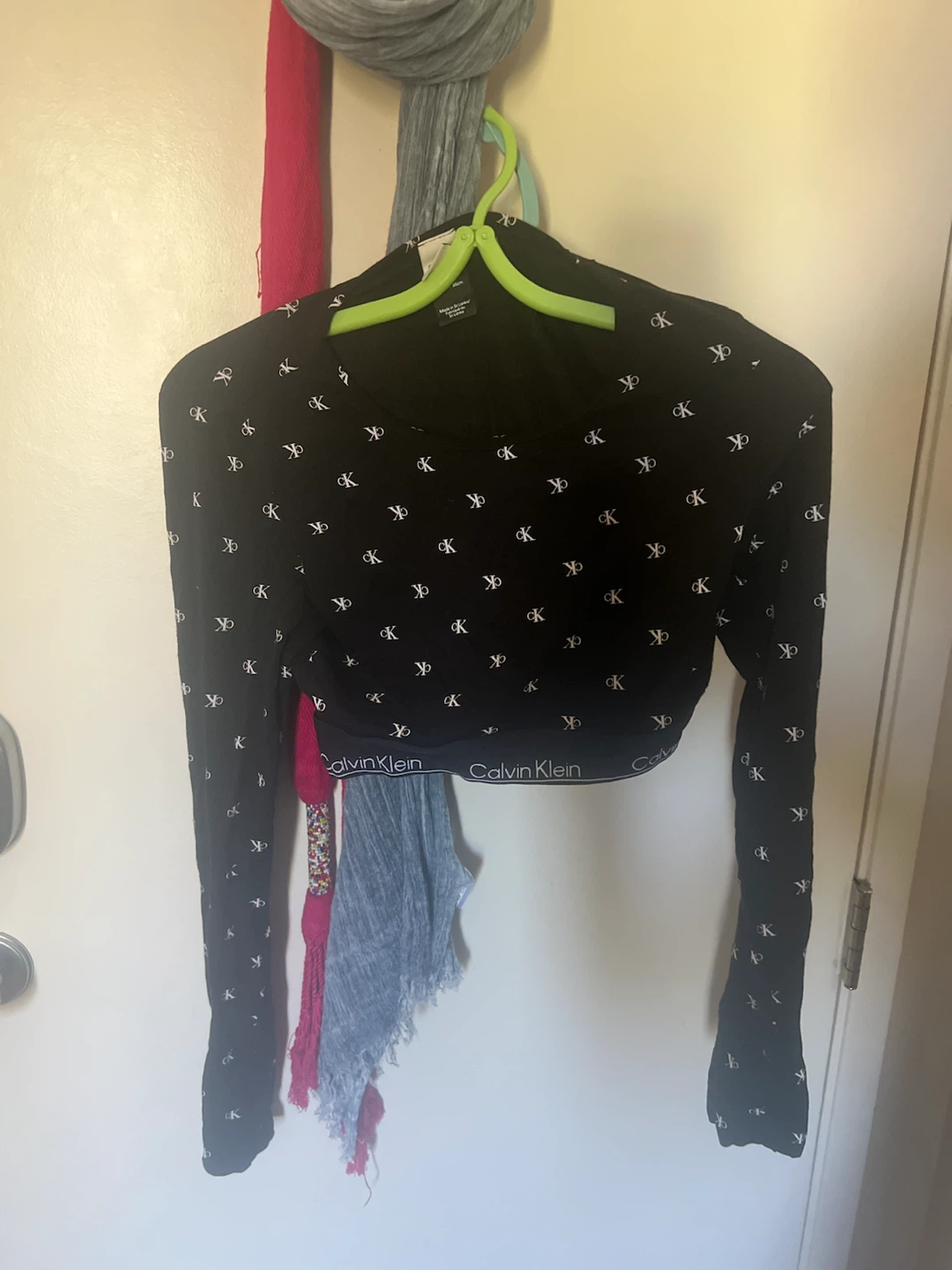 Calvin Klein Modal Black Long Sleeve Crop Top - photo 2