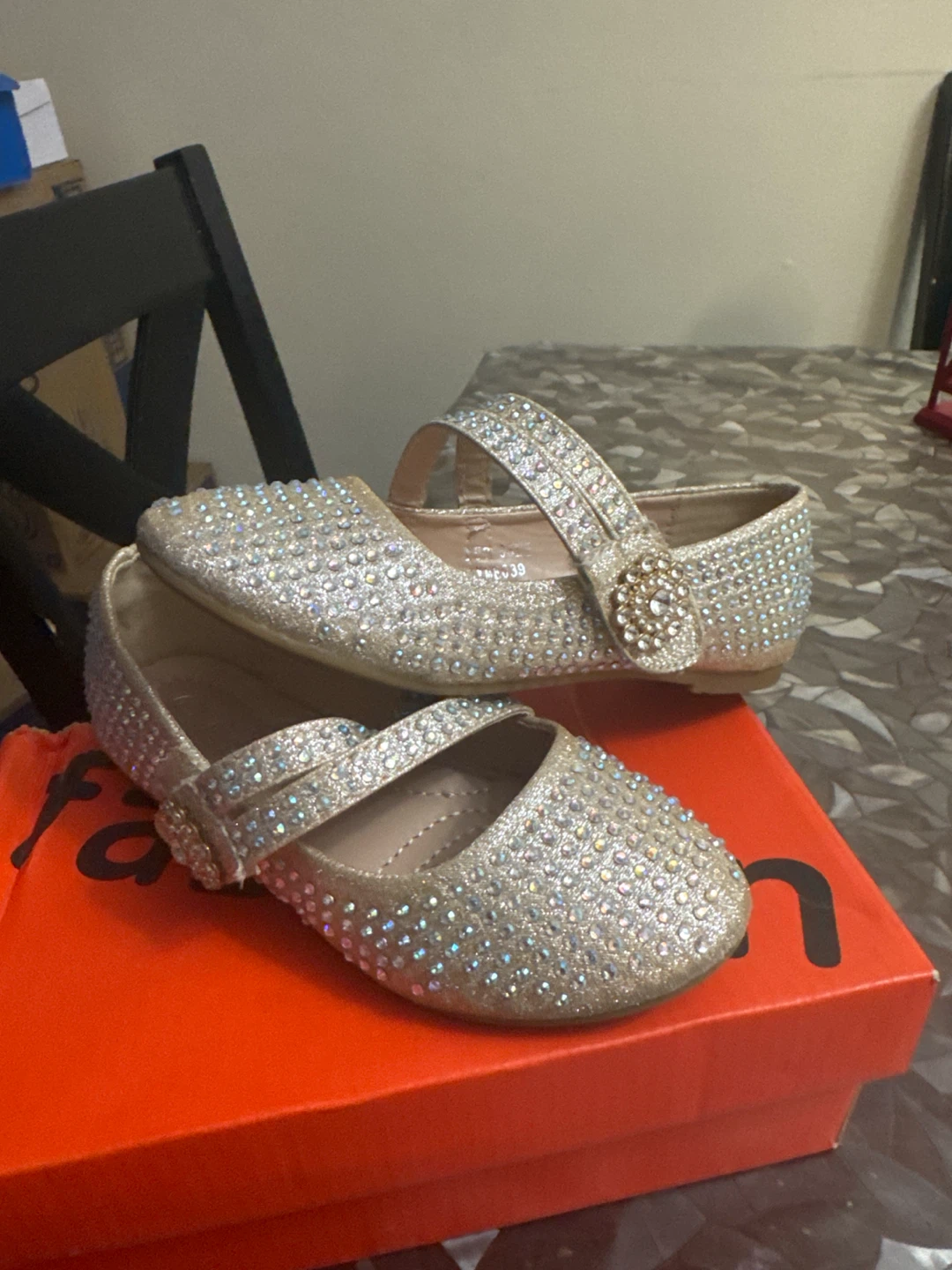 Gold Rhinestone Dress Flats