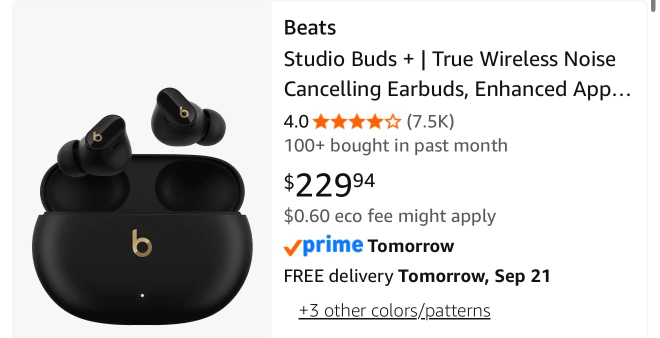 Beats Studio Buds+ Noise Cancelling Earbuds – Black - photo 2