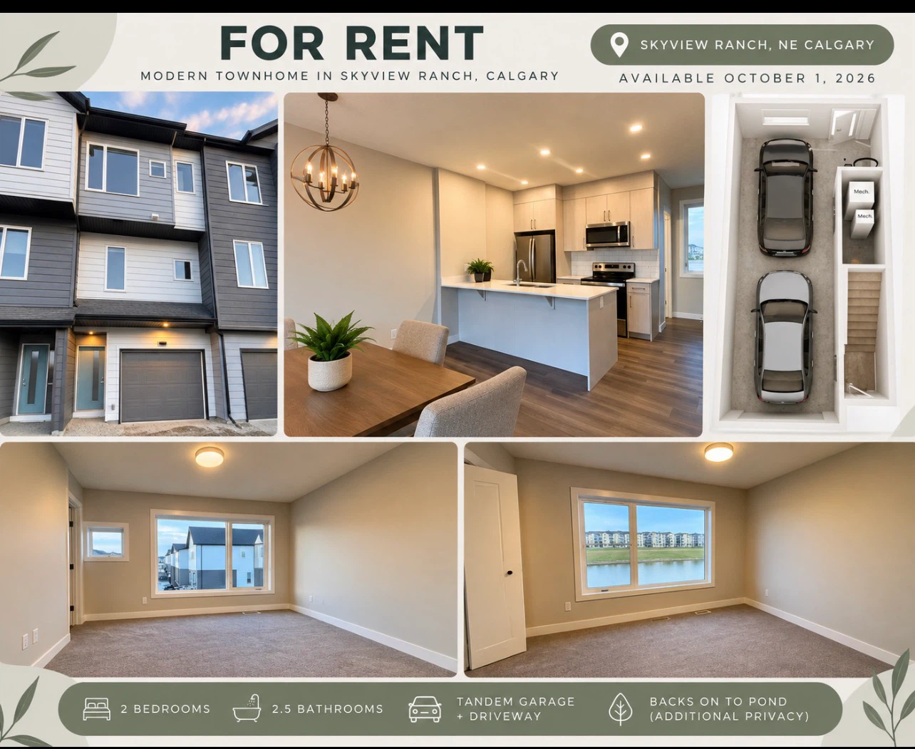 Town house for rent 2 BR 2.5 Bath Skyview Ranch NE