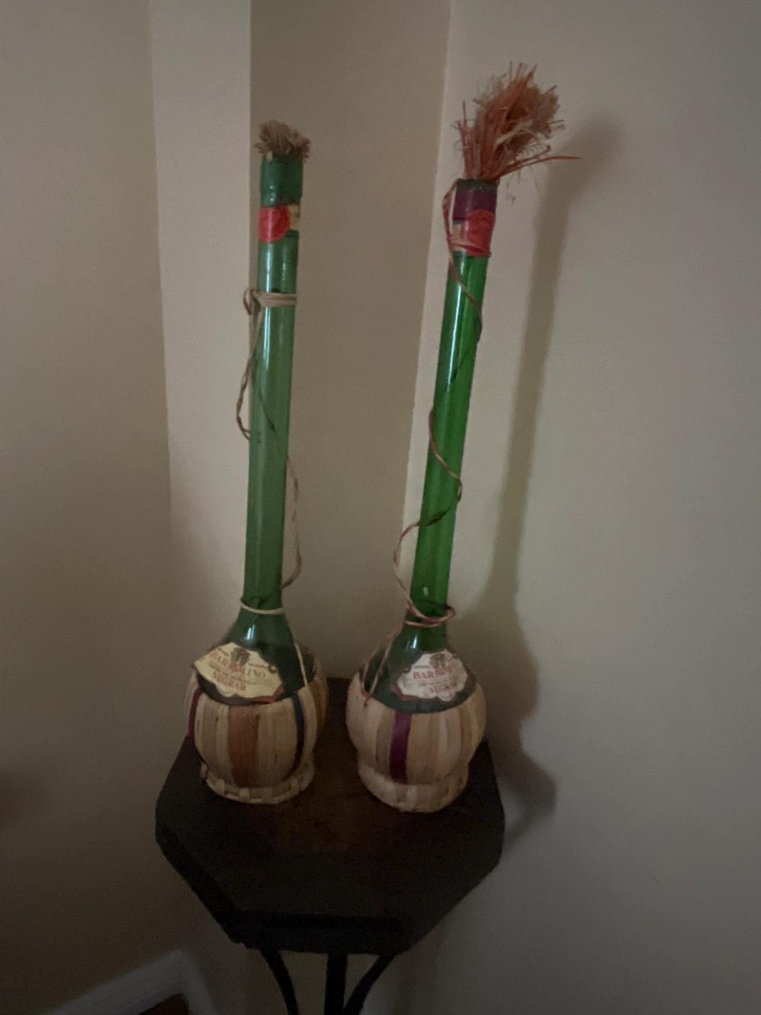 Pair of 60’s Italian Long-Neck Wine Bottles Mid Century Decor - photo 5