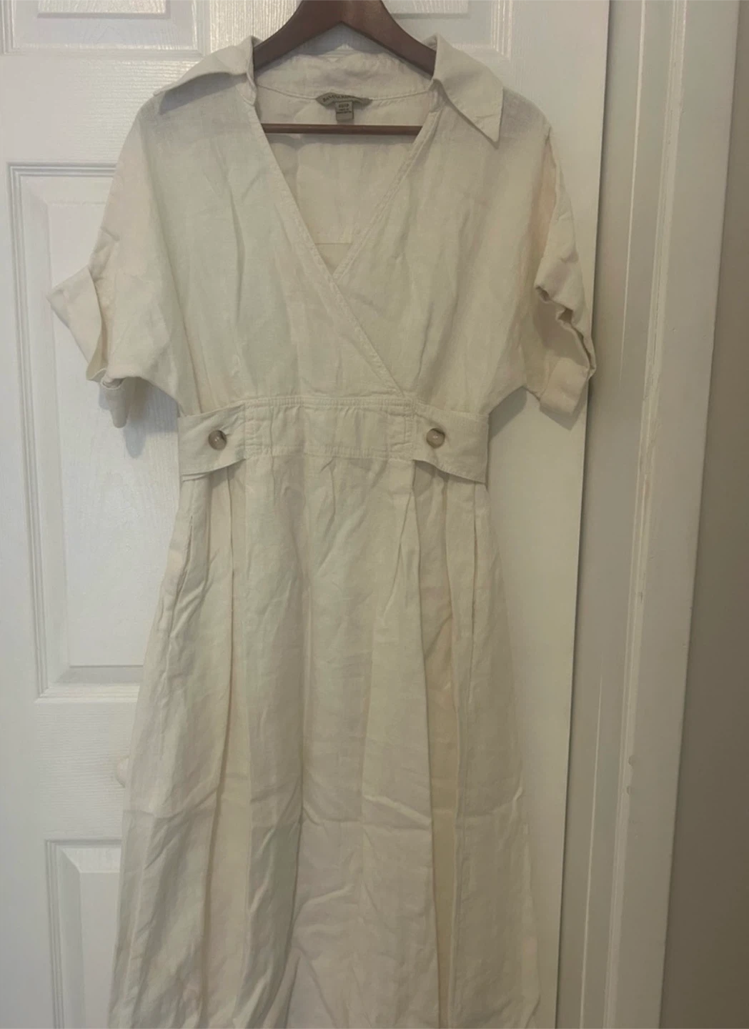 100% Linen Banana Republic Linen Wrap Dress - White - Size Small - photo 2