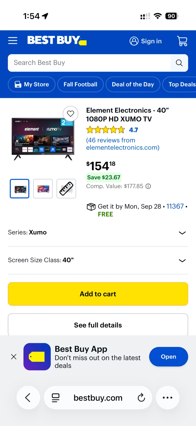 Like new Element 40-inch 1080p HD Xumo TV - photo 3