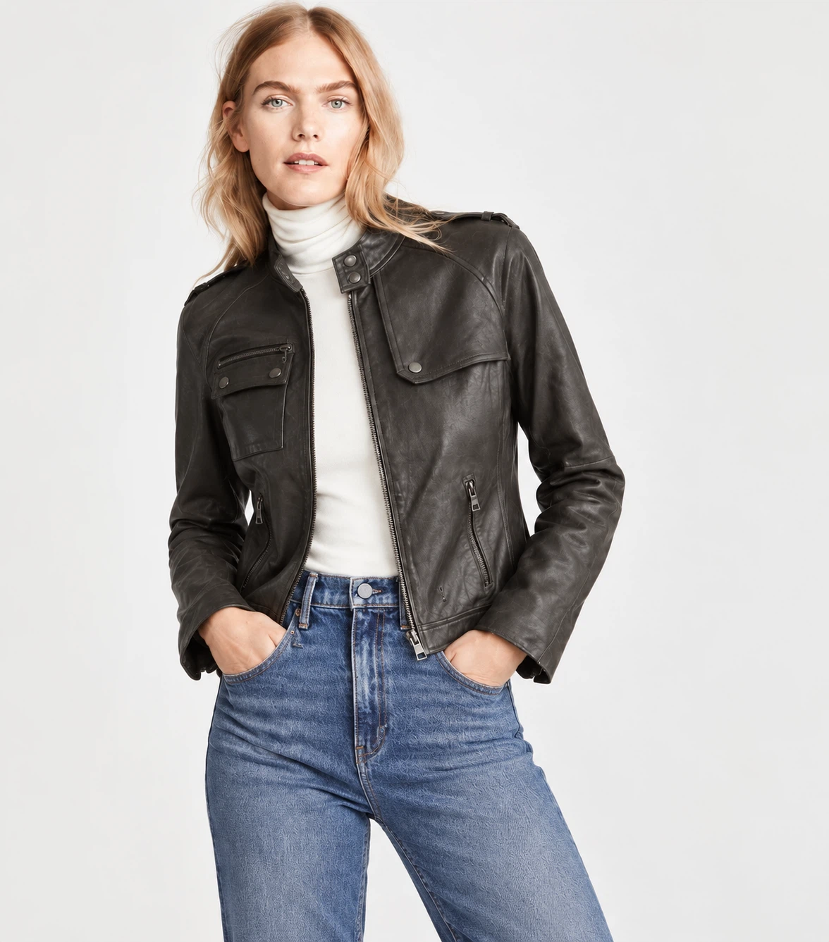 Banana Republic Women’s Leather Moto Jacket - photo 2