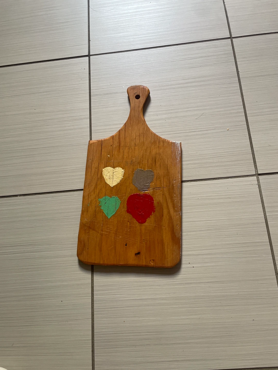 🏈Wooden Serving Board with Painted Heart Accents