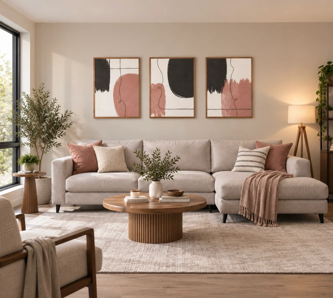 New Set of 3 Modern Abstract Framed Wall Art - photo 2