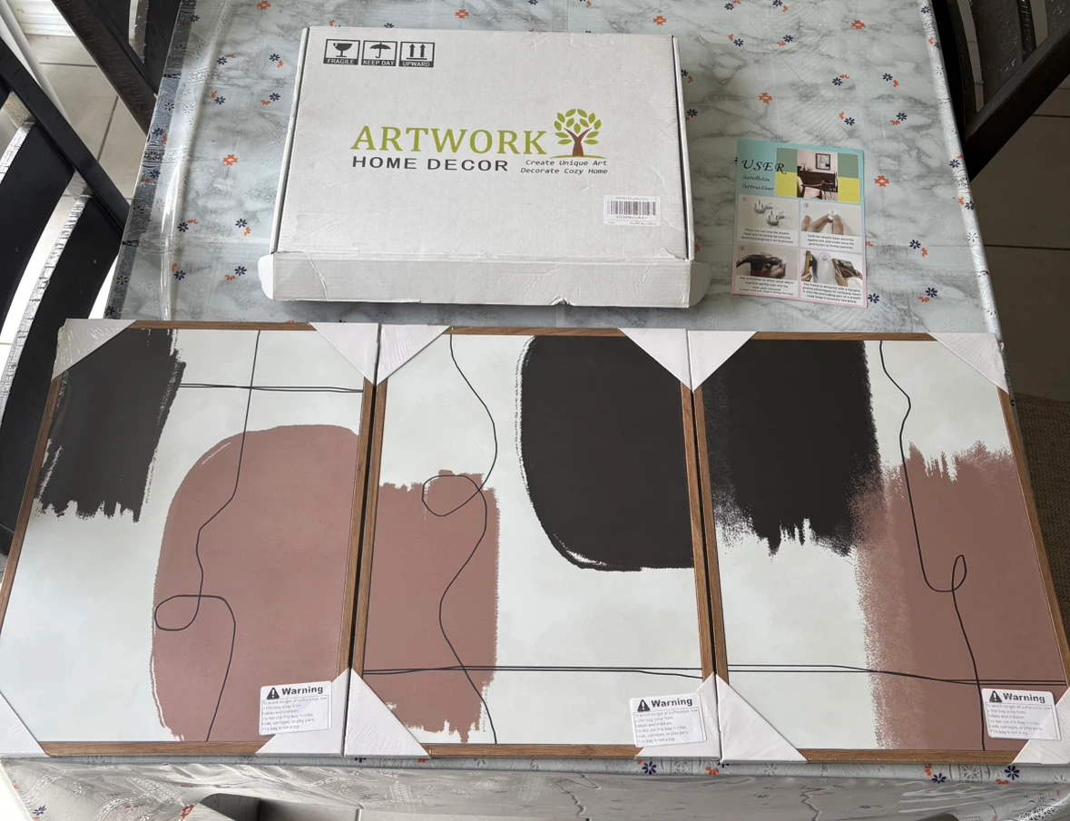 New Set of 3 Modern Abstract Framed Wall Art - photo 4