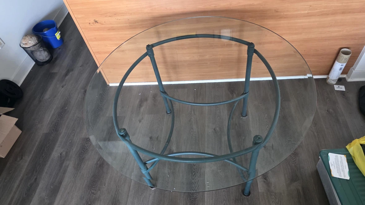 Round Glass Dining Table with Metal Base 🏈