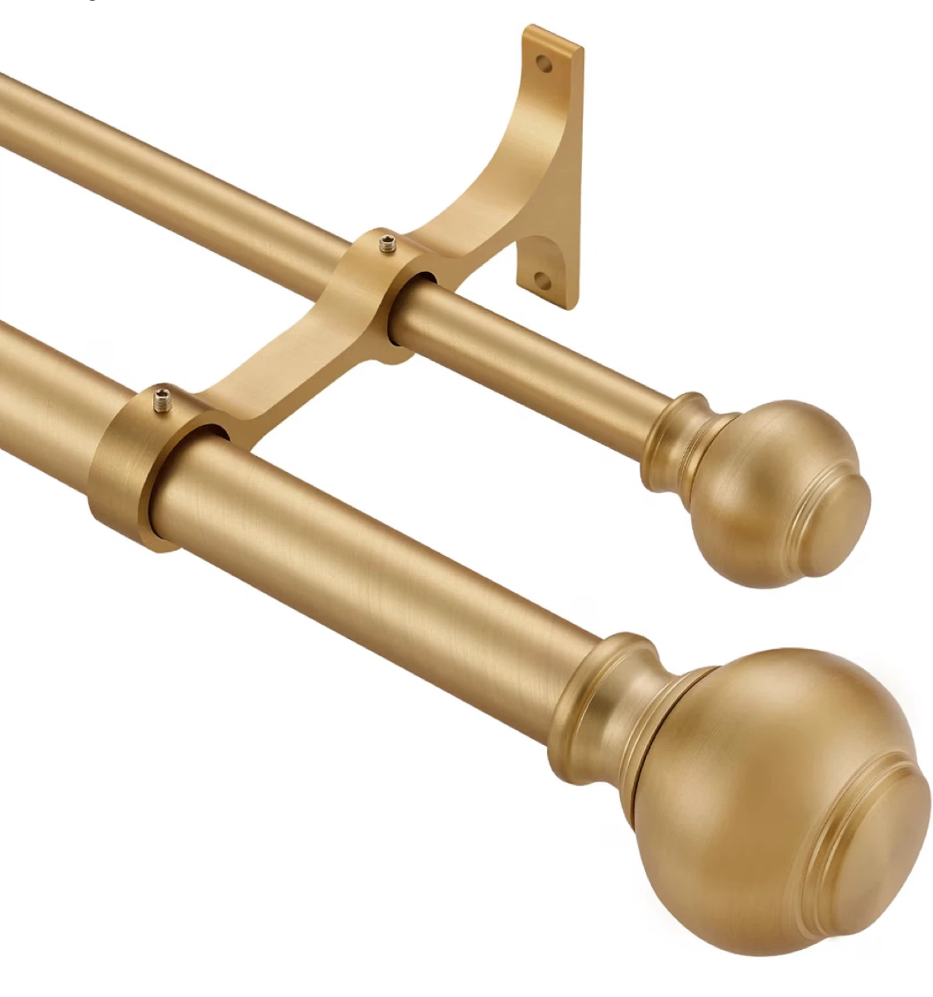 New Adjustable Double Curtain Rod, Brushed Gold - photo 2