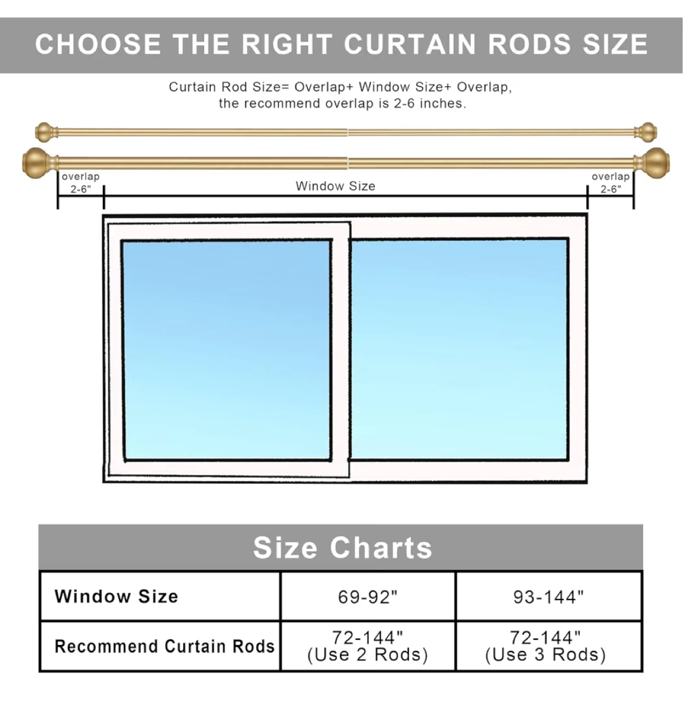 New Adjustable Double Curtain Rod, Brushed Gold - photo 3