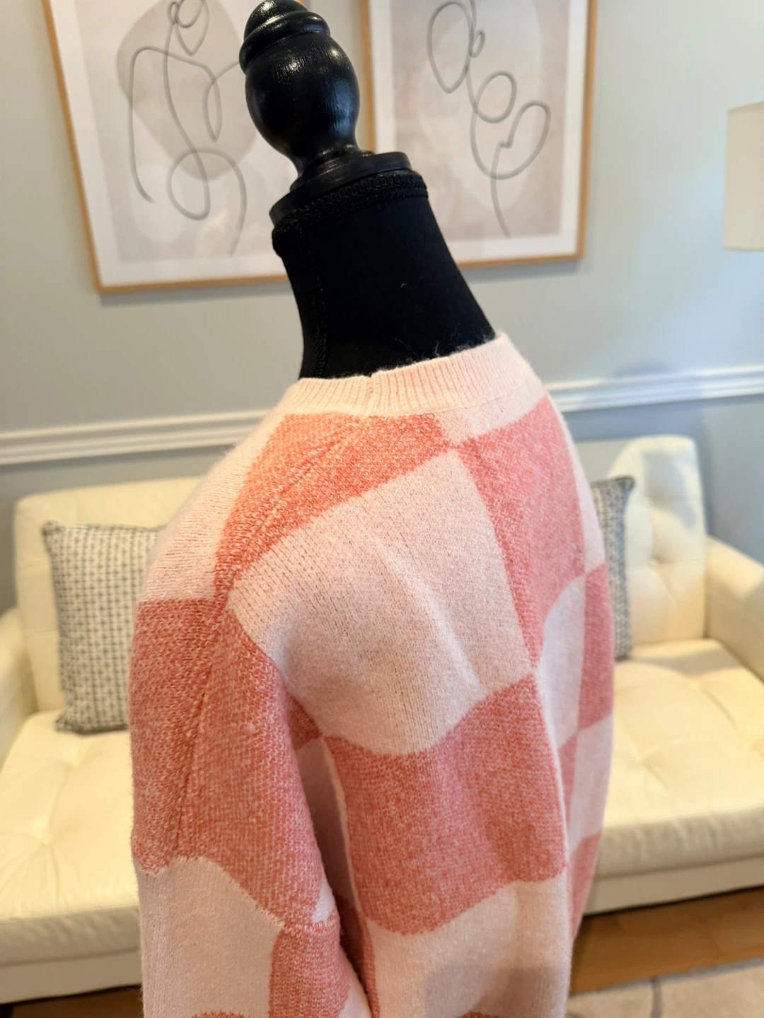 Pink and Peach Checkered Sweater - photo 2