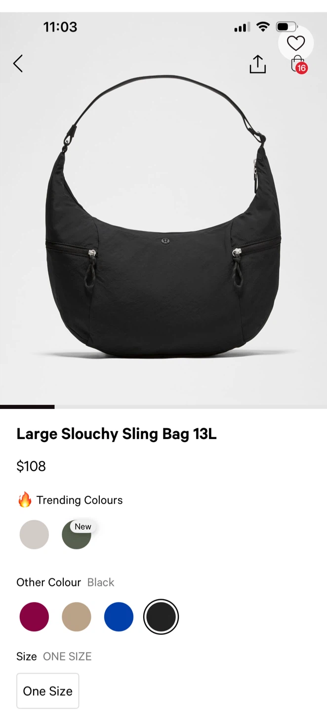 Lululemon Large Slouchy Sling Bag $80
