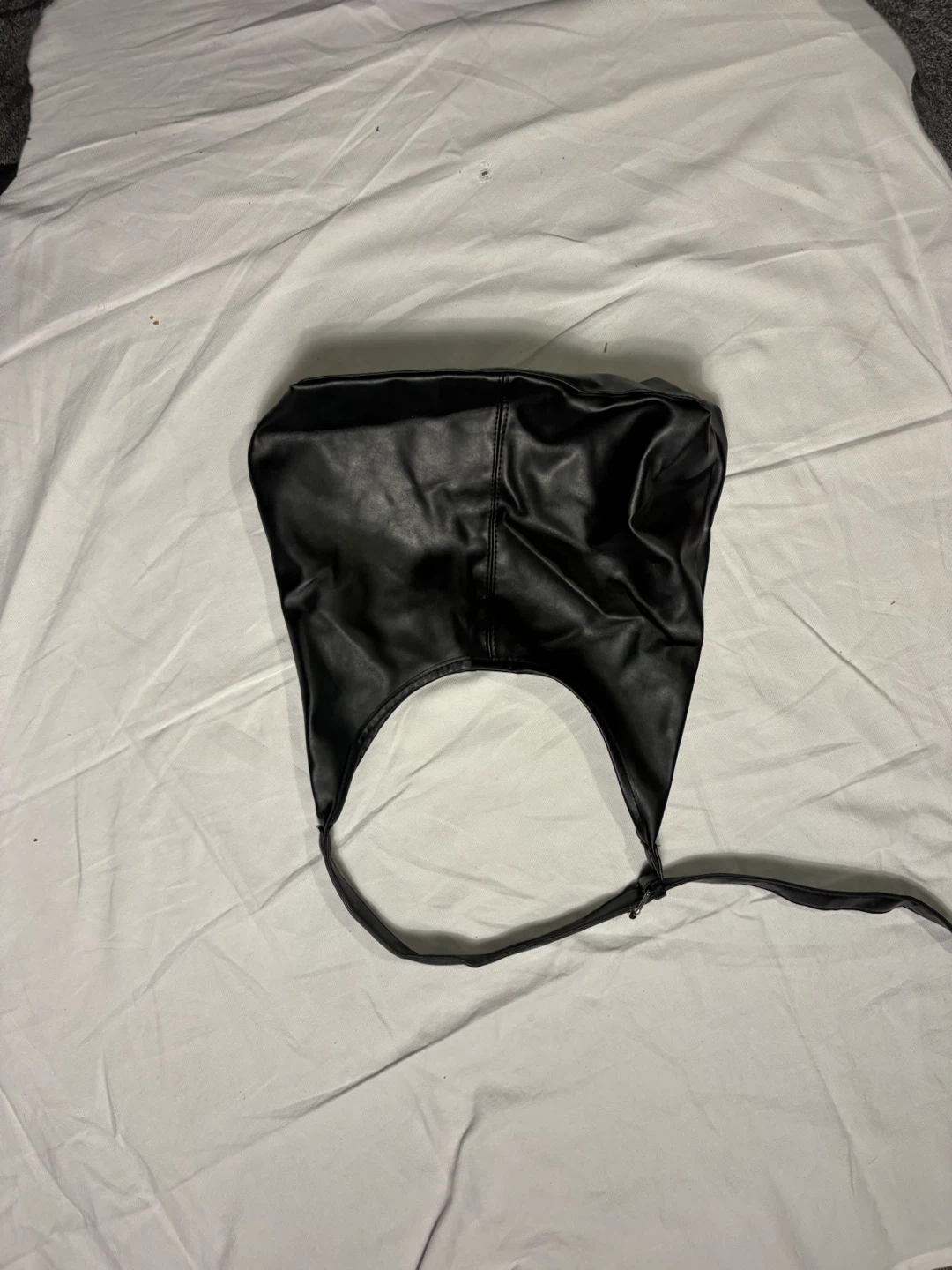 Black Faux Leather Shoulder Bag