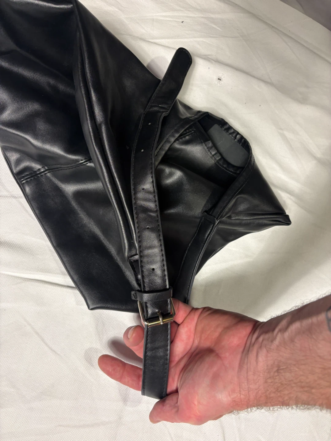 Black Faux Leather Shoulder Bag - photo 3