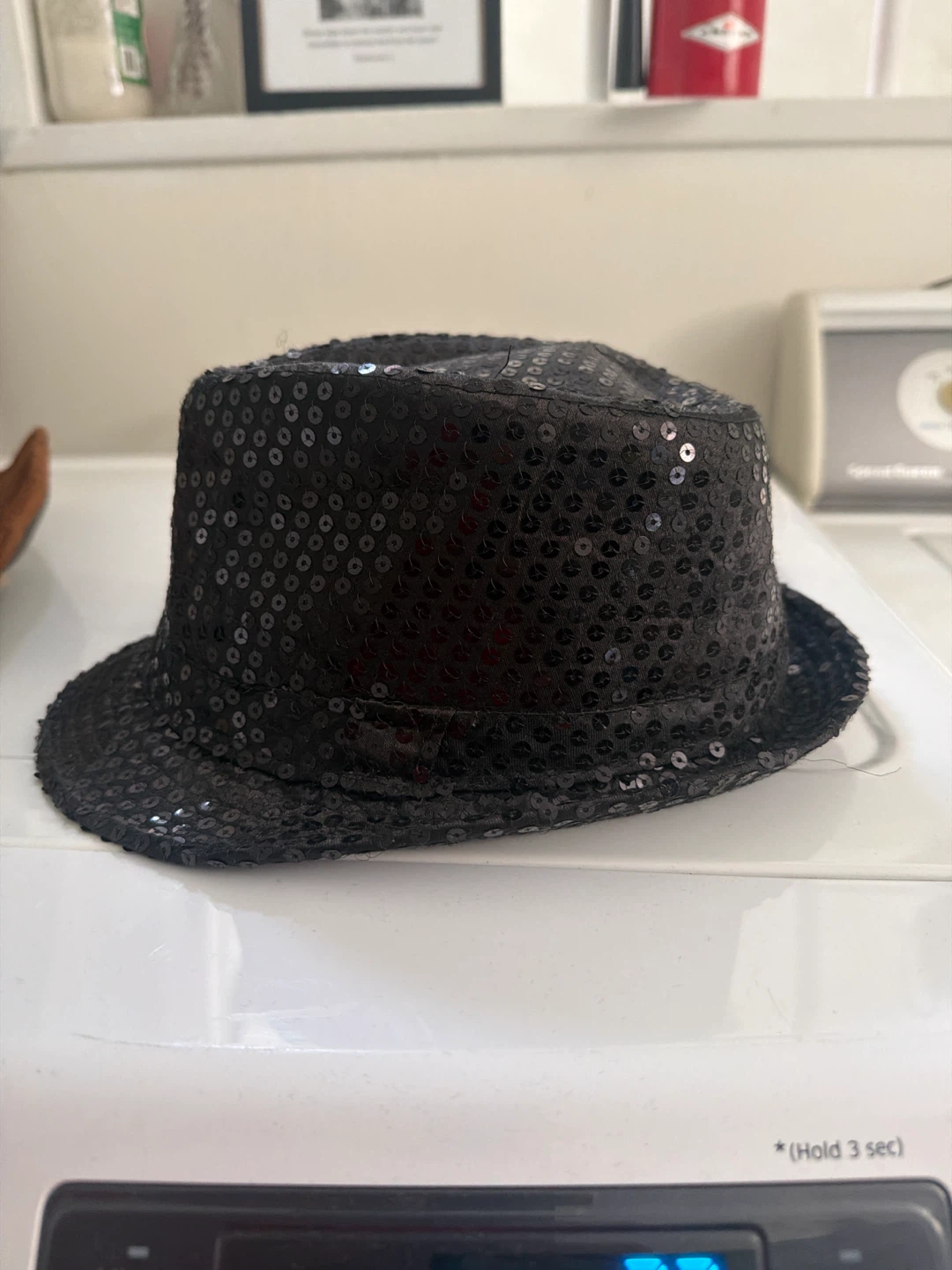 Black Sequin Fedora Hat - photo 3