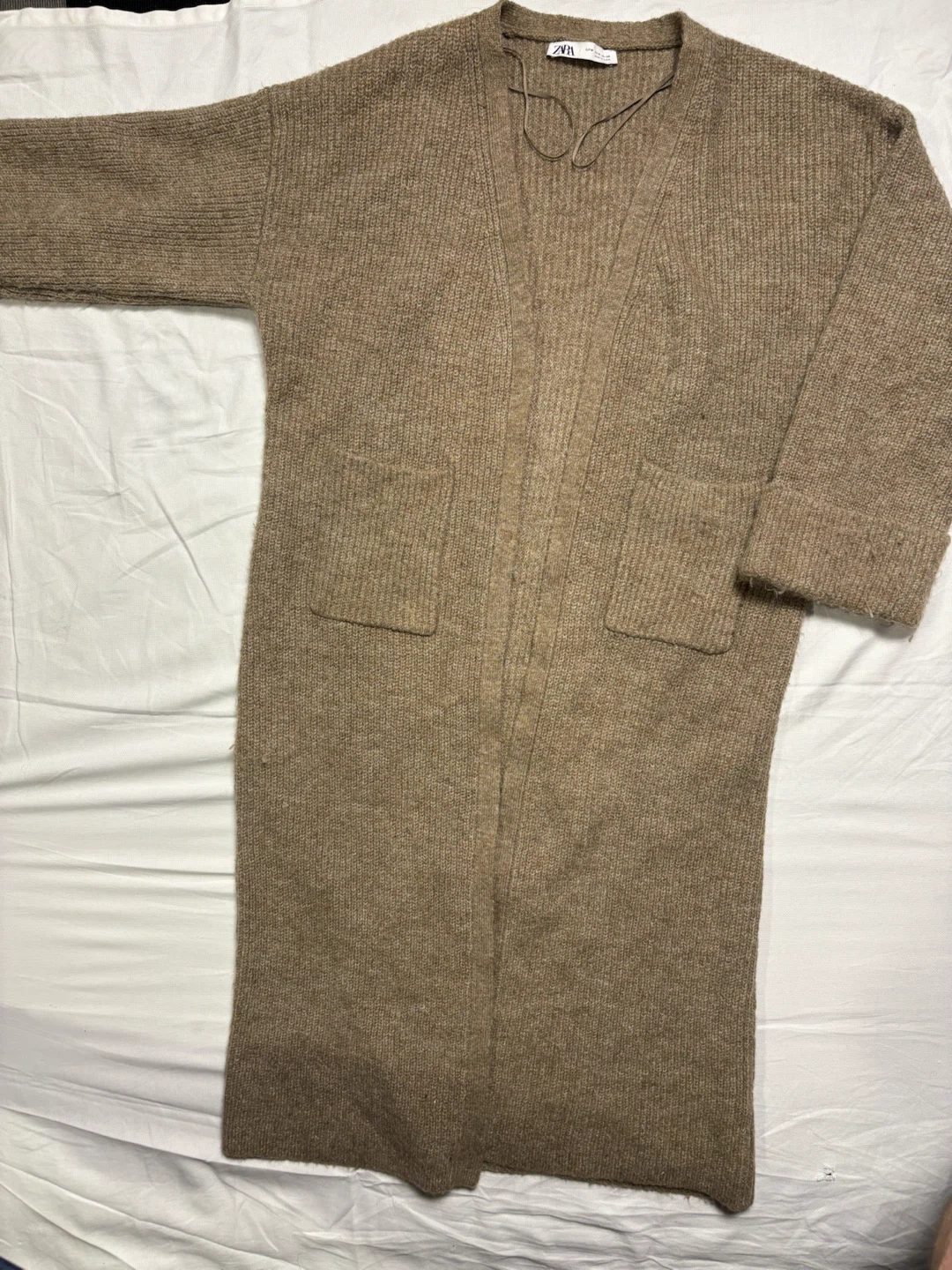 Zara Longline Cardigan - Tan - Size M - photo 2