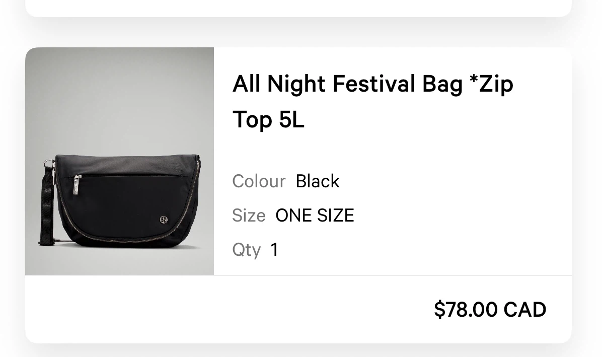 Lululemon All Night Festival Bag *Zip Top 5L