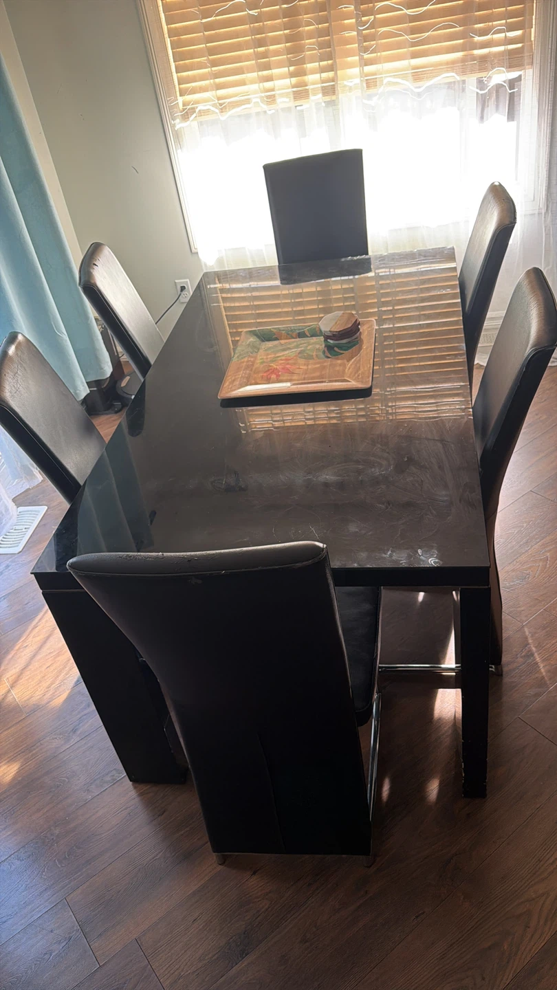Black Dining Table with 6 Chairs