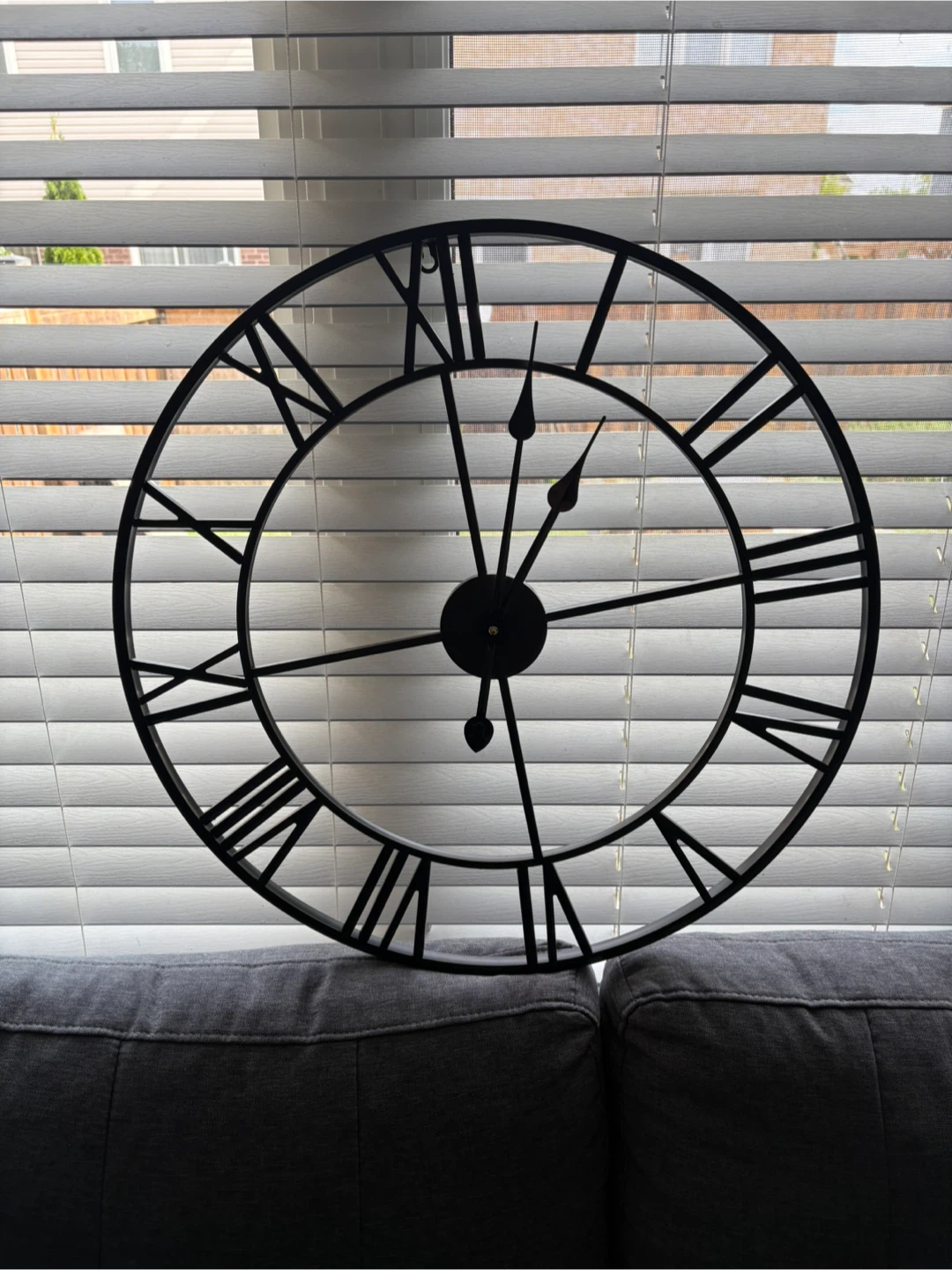 Large Black Metal Roman Numeral Wall Clock – 24” - photo 4