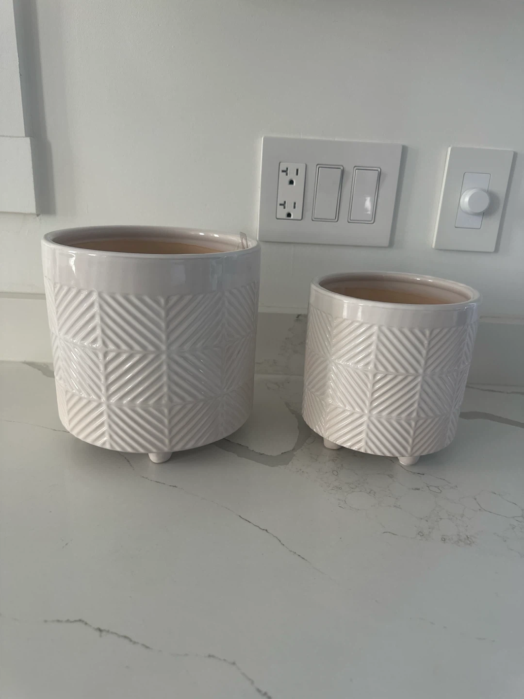 Two Textured Ceramic Plant Pots
