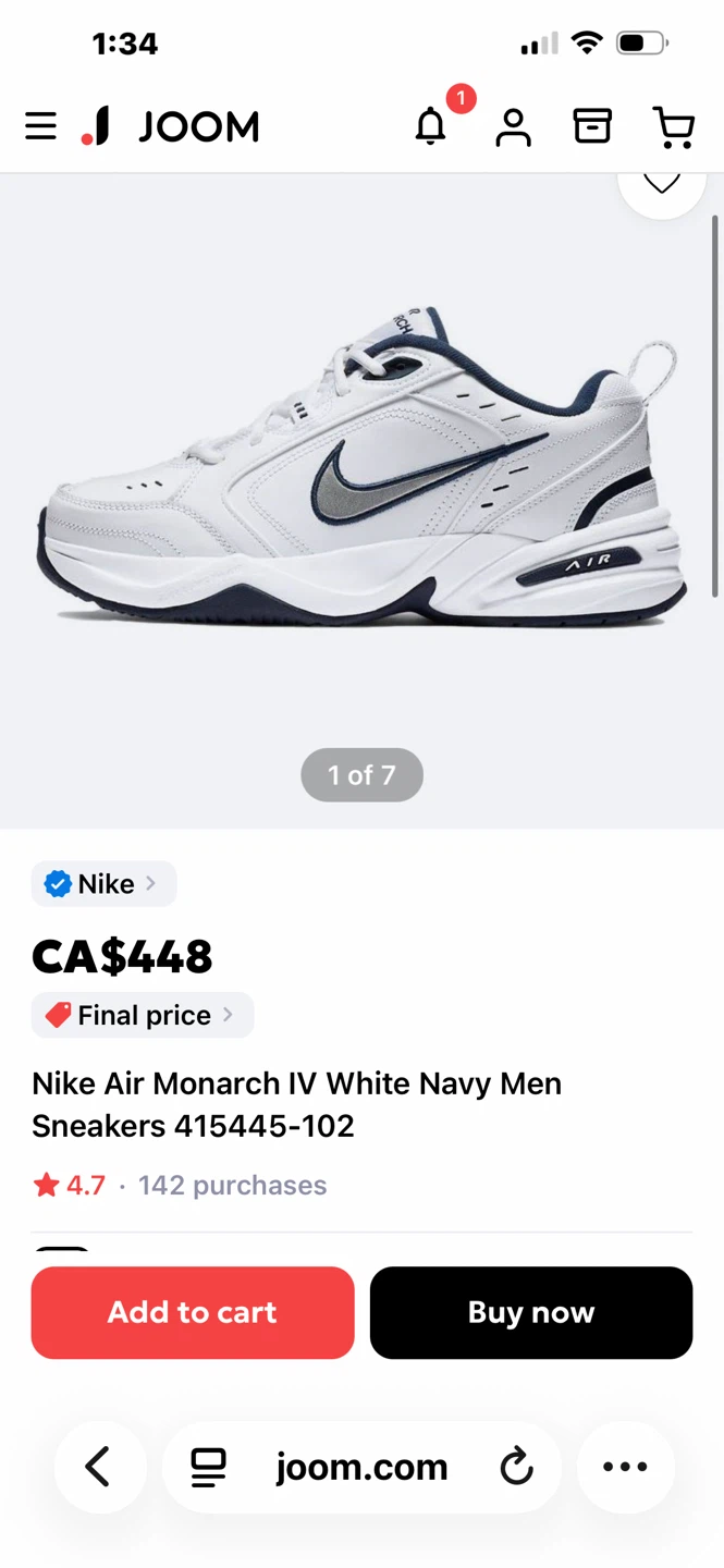 Nike Air Monarch IV White Navy Sneakers