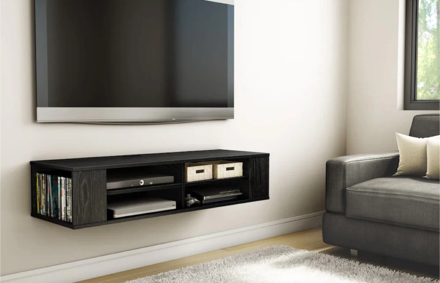 Black Media Console Table - photo 2
