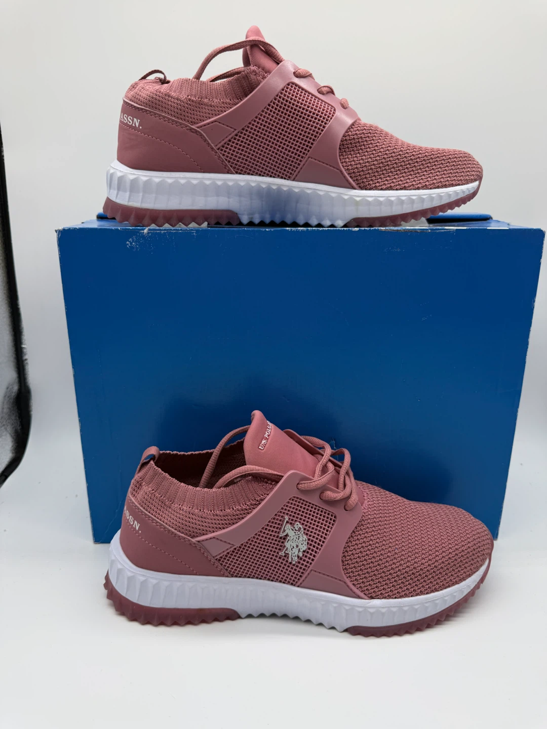 US Polo Assn Pink Knit Women’s Walking Running Shoes Size US 9 - photo 2