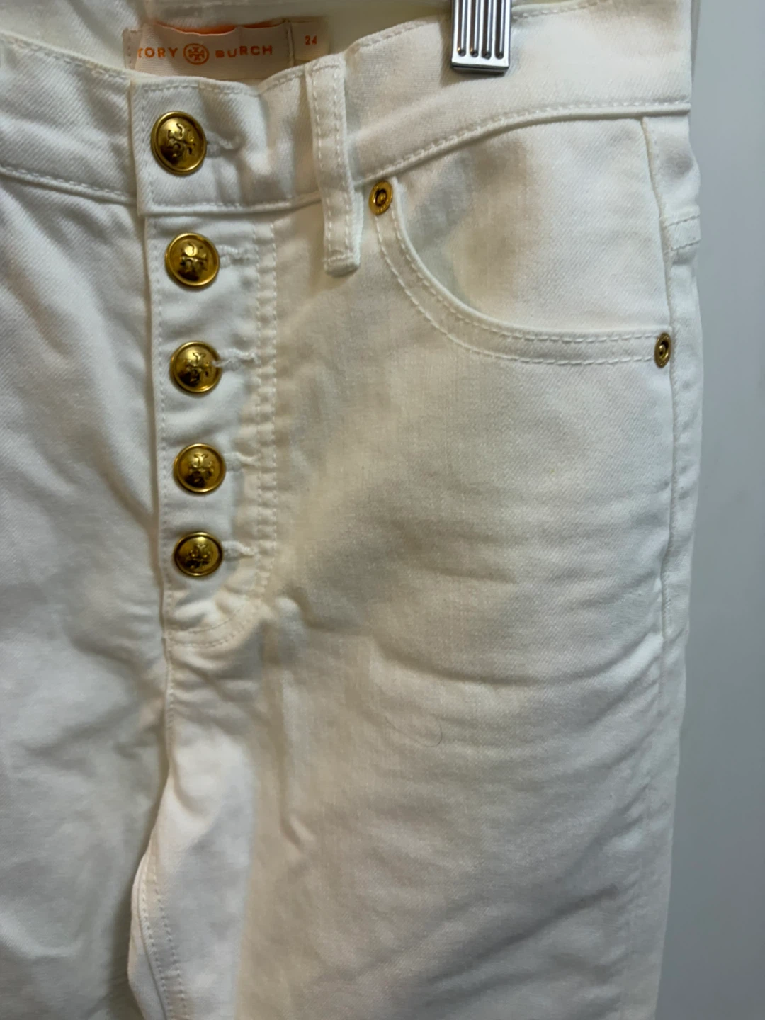 Tory Burch White High-Rise Button-Fly Jeans Size 24 - photo 5