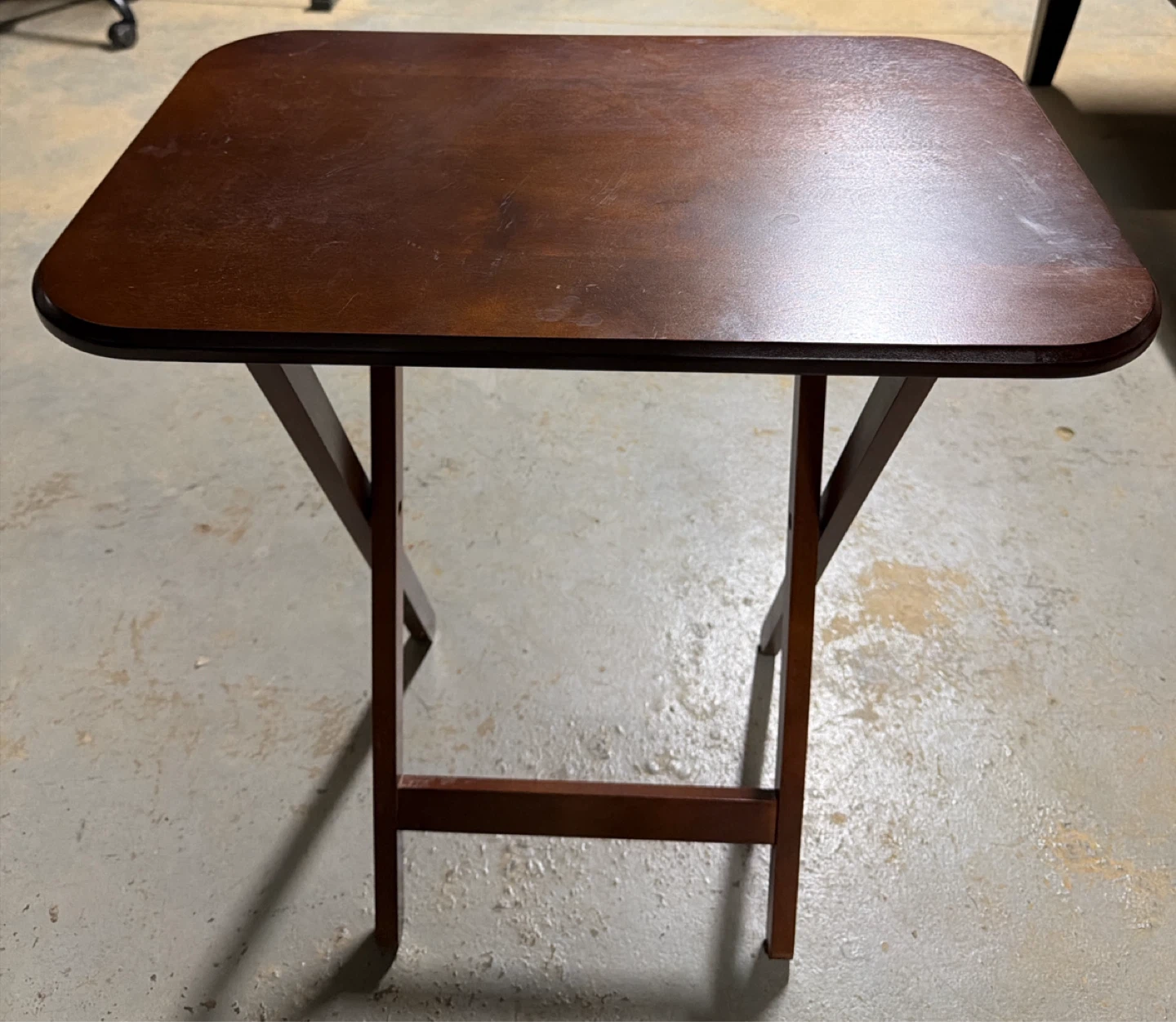 Dark Wood Folding TV Tray Table