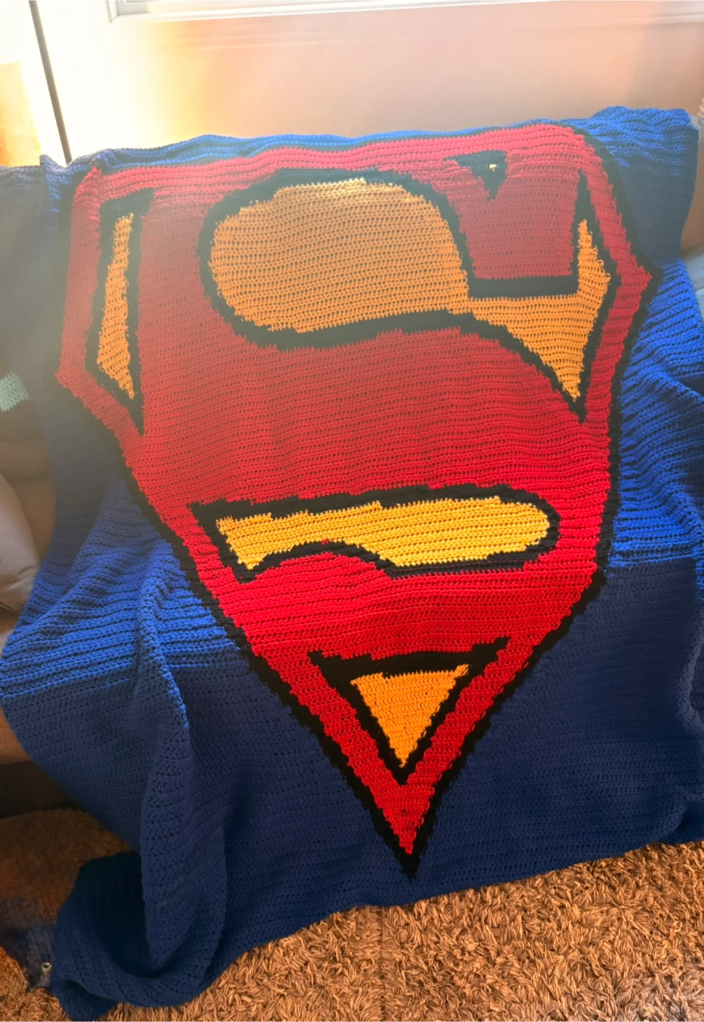 Handmade Superman Crochet Blanket