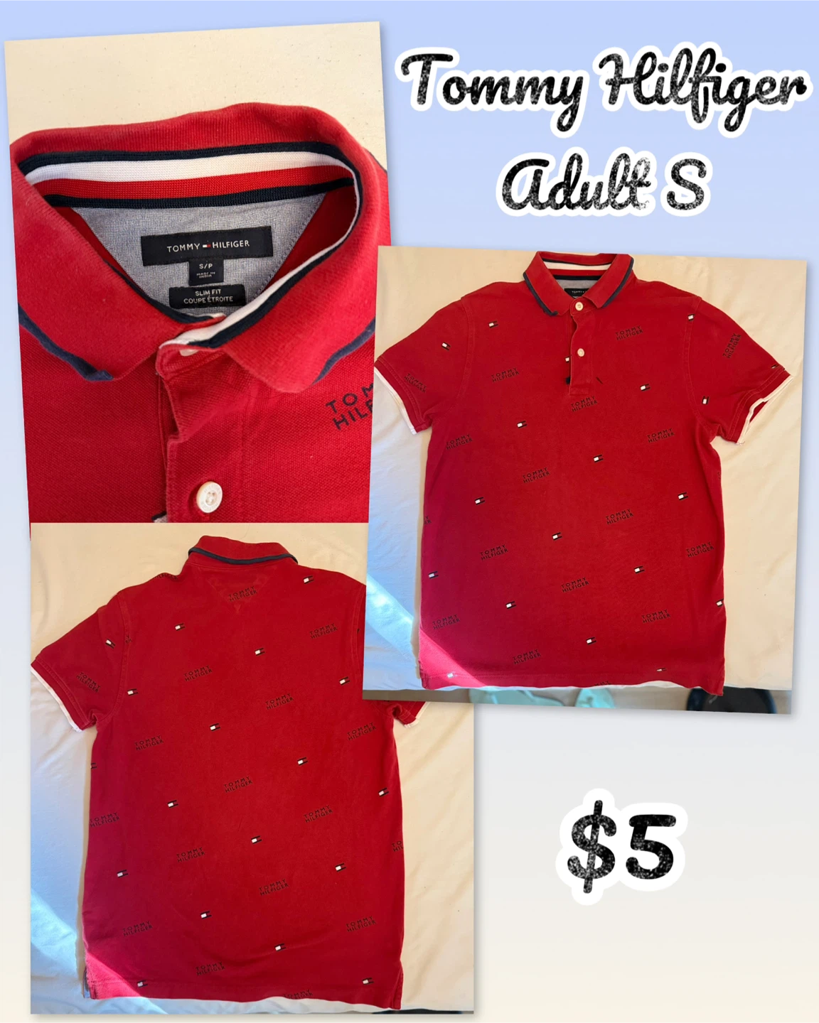 Tommy Hilfiger Red Polo Shirt Small