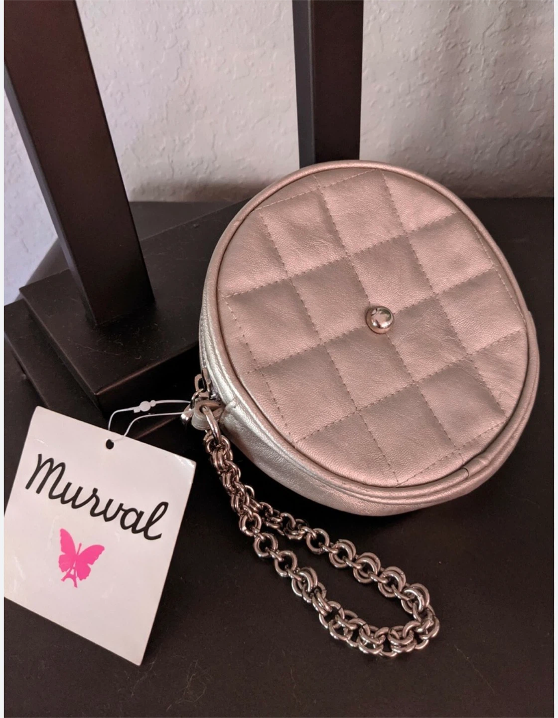 🏈Murval Silver Quilted Circular Wristlet - photo 5