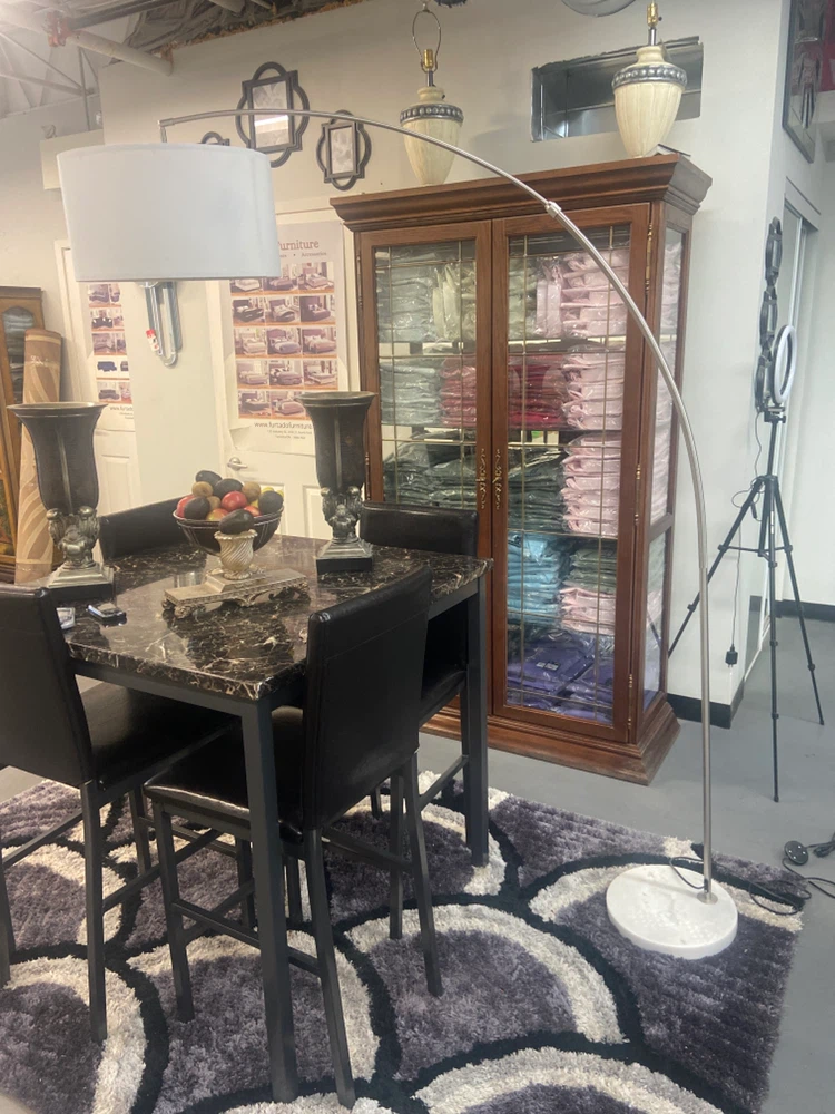 Modern Arched Floor Lamp with beige hat