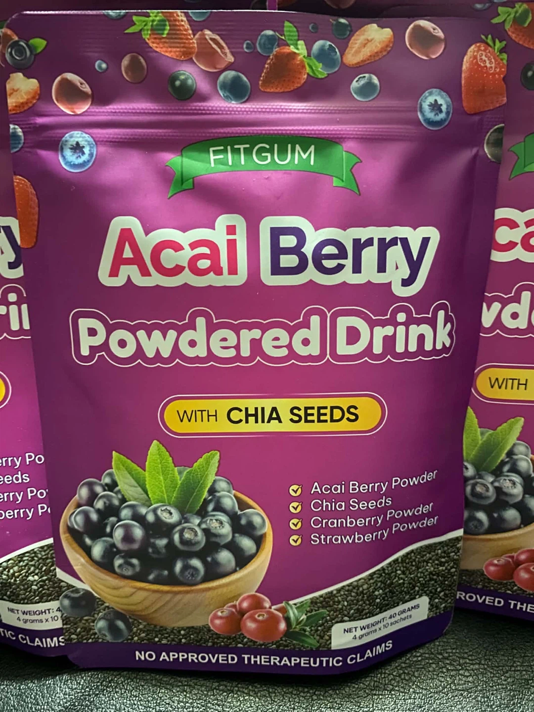 Fitgum Acai Berry Powdered Drink with Chia Seeds - photo 2