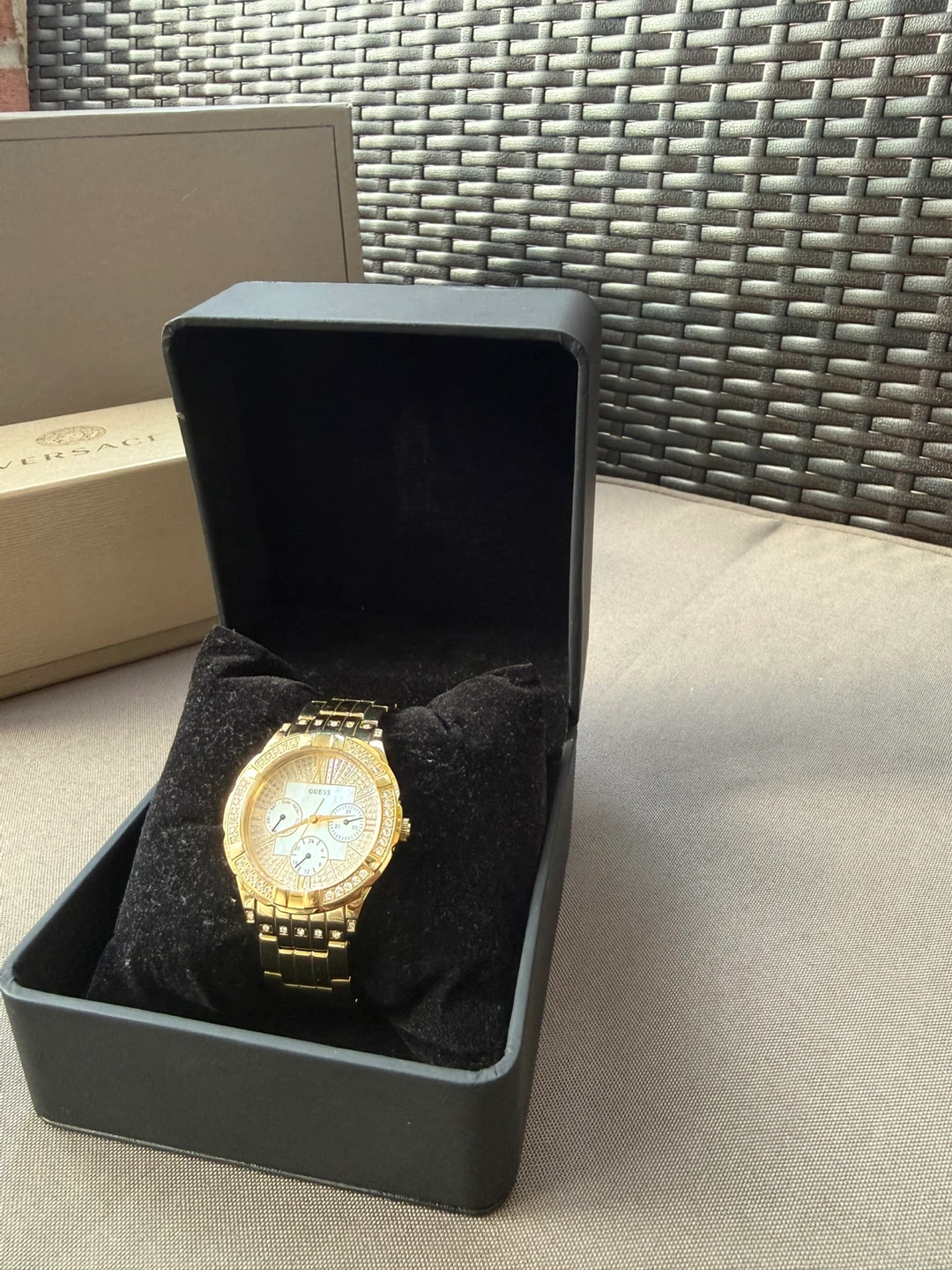 Guess gold-tone crystal watch
