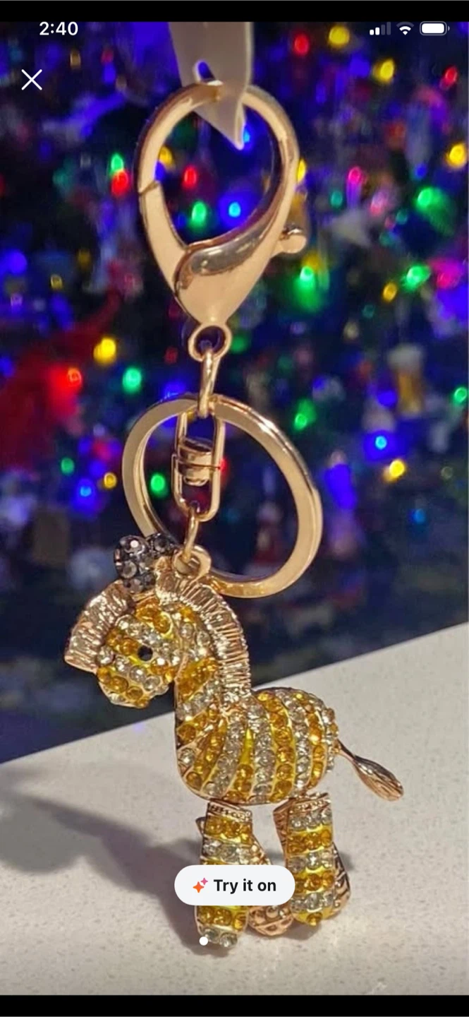 🏈 NEW Crystal Zebra Keychain Purse Charm