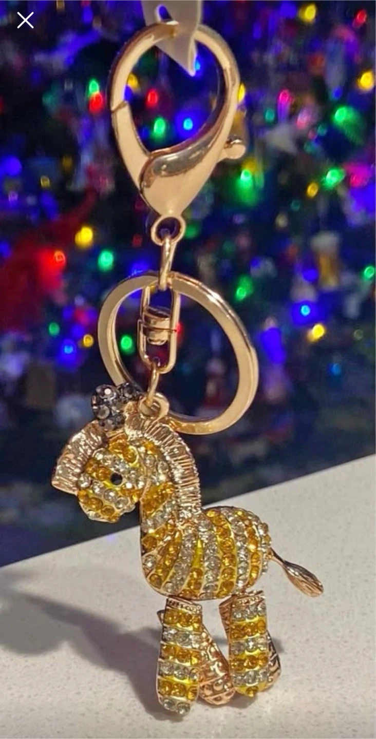 🏈 NEW Crystal Zebra Keychain Purse Charm - photo 2
