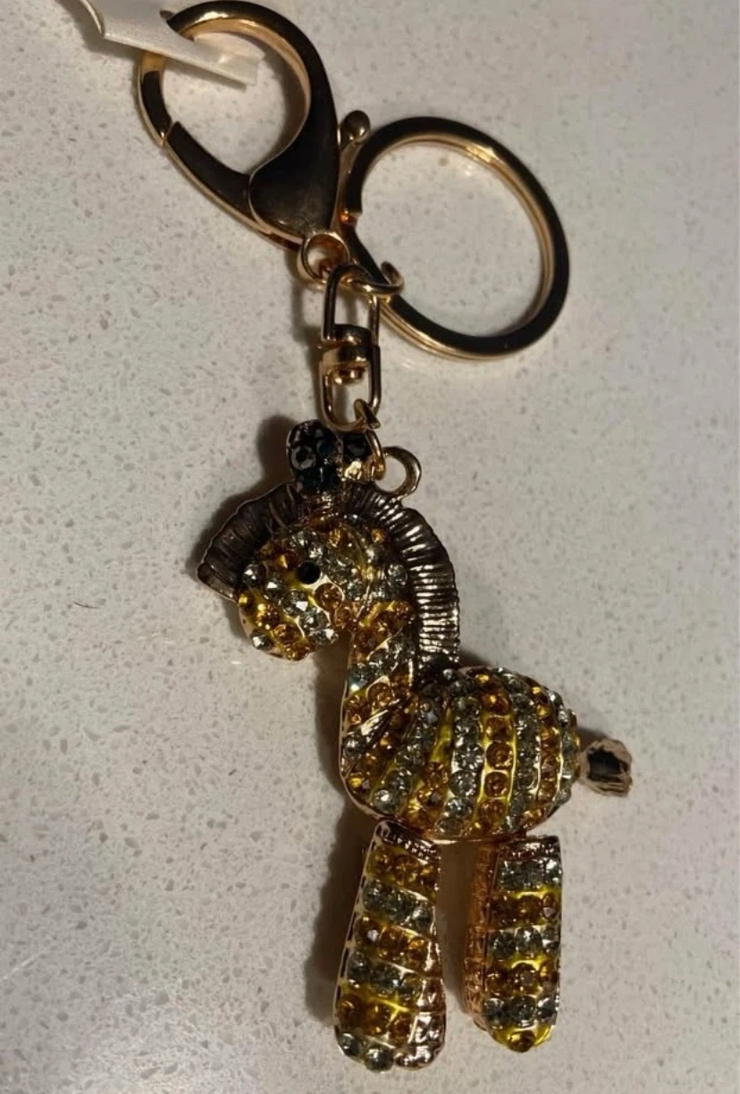 🏈 NEW Crystal Zebra Keychain Purse Charm - photo 3