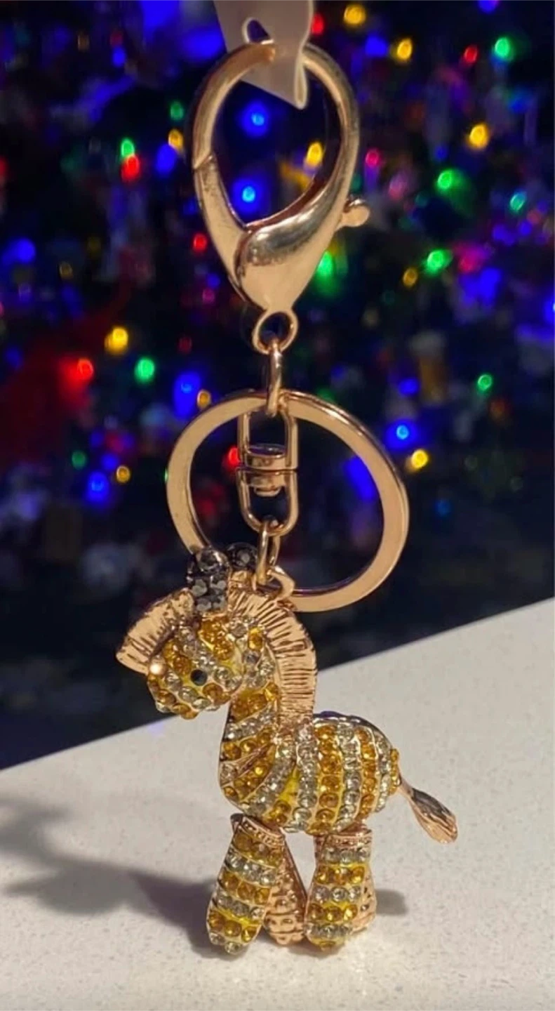🏈 NEW Crystal Zebra Keychain Purse Charm - photo 5