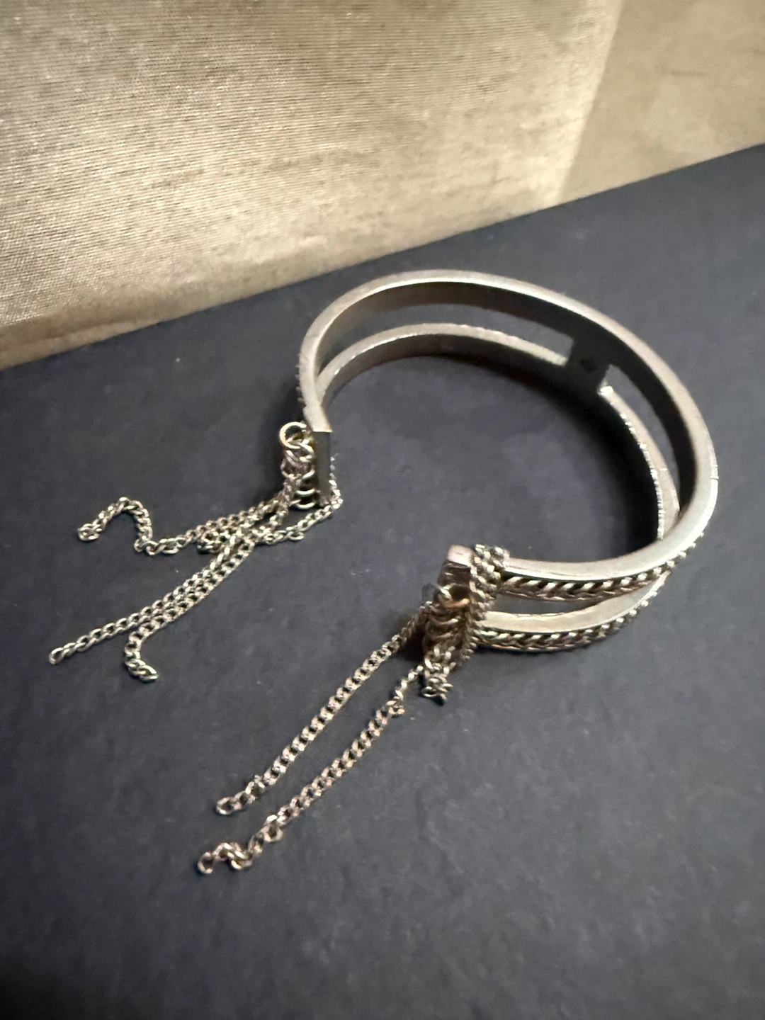 🏈Silver-Tone Chain Link Cuff Bracelet - photo 2