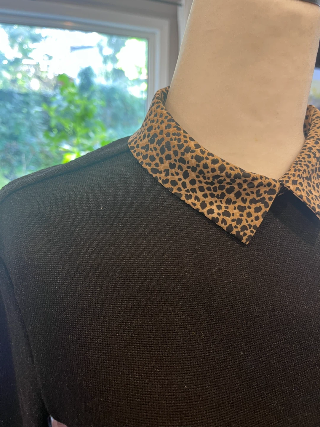 Suzy Shier Leopard Print Collared Top - photo 2
