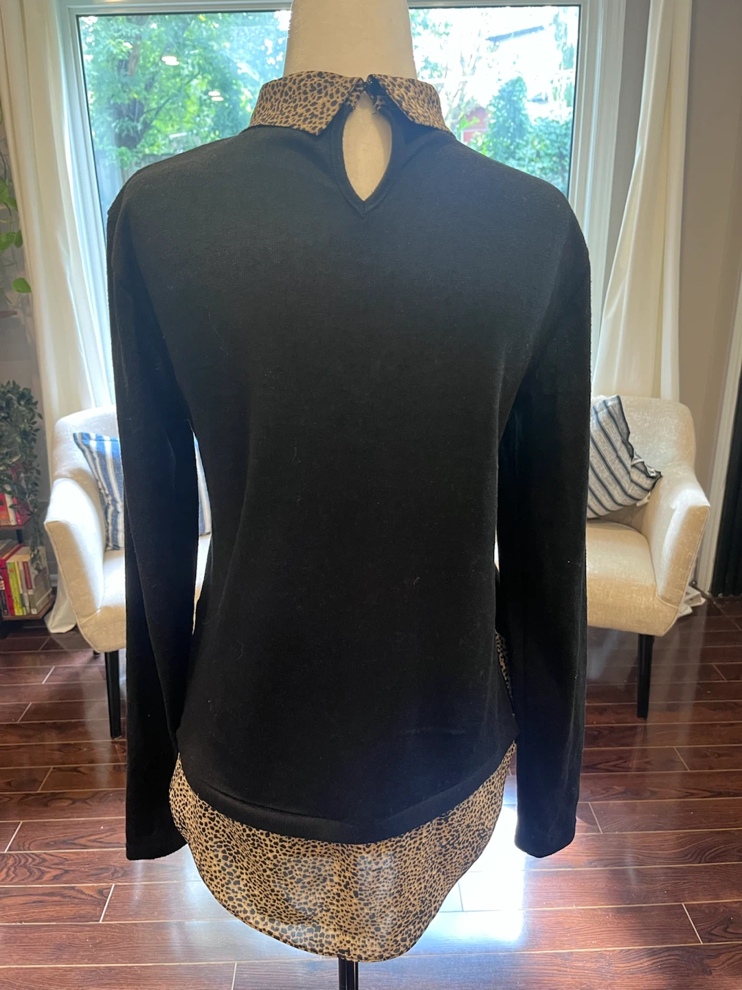 Suzy Shier Leopard Print Collared Top - photo 3
