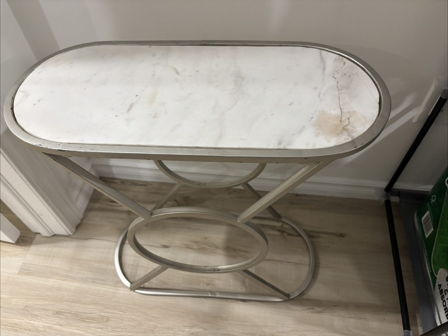 Oval Side Table with Marble Top - photo 2